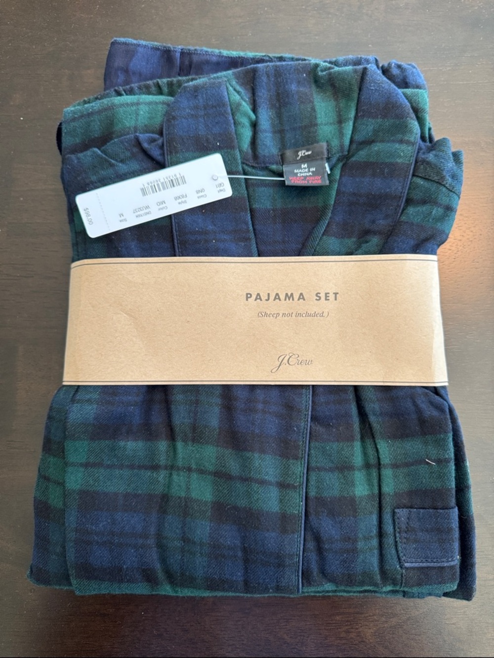 J. Crew women’s Blackwatch Green & Blue Plaid Flannel Pajama Set